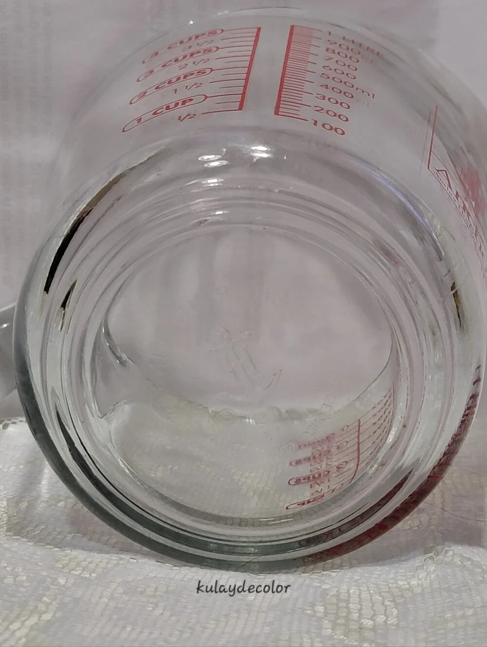 Anchor Hocking 4 Cup 1 Quart Glass Measuring Cup Red Lettering 32 oz 1 Liter